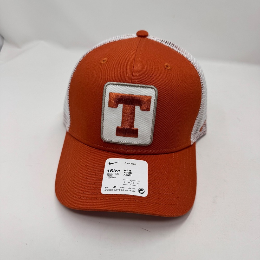Nike Rise Cap Adult One Size Orange White Texas Longhorns Logo‎ Trucker Hat
